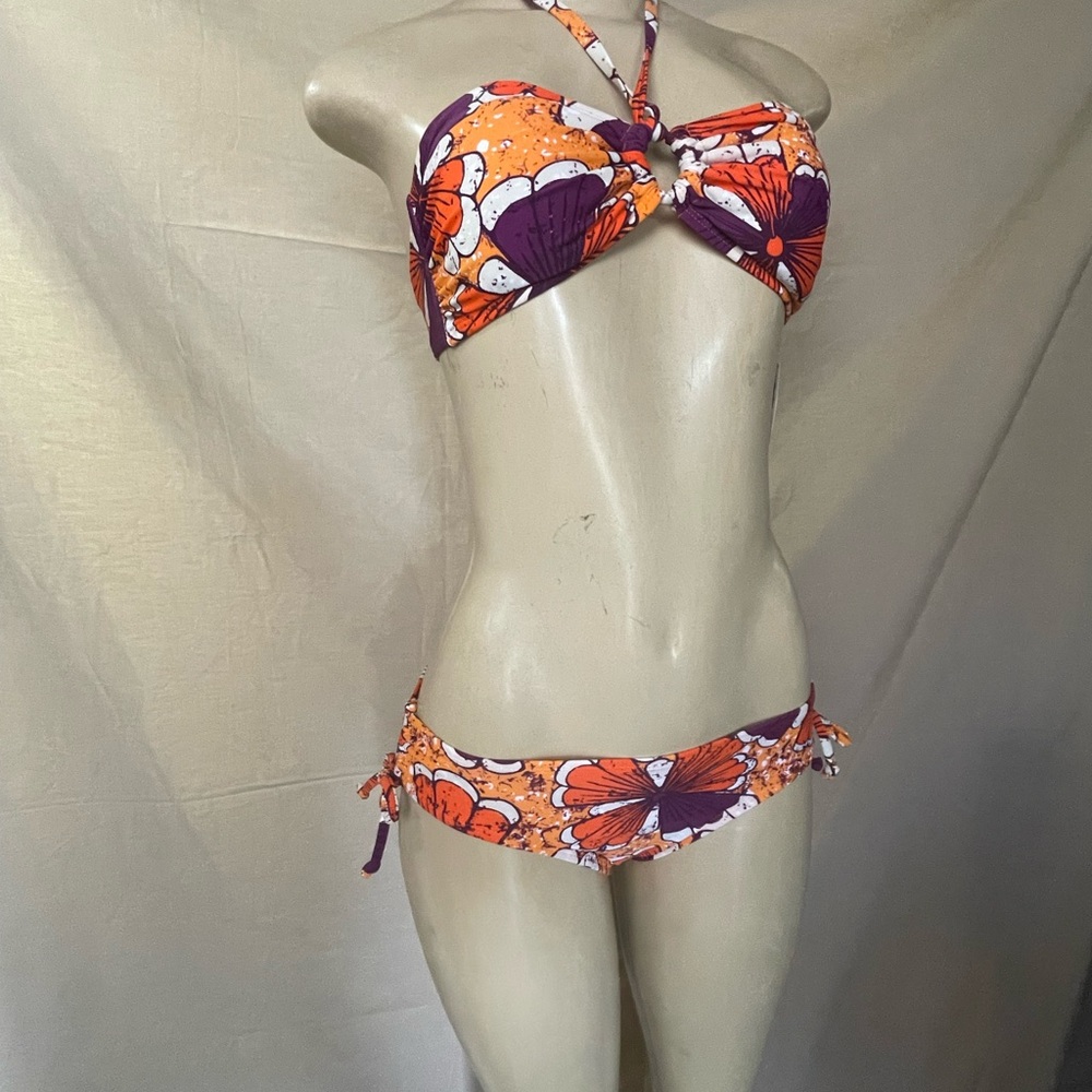 Old Navy Floral Orange and Purple Bikini